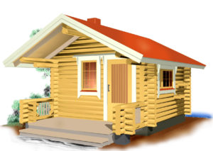 Rantasauna 10 mallin saunmökkirakennus 3D-mallinettuna