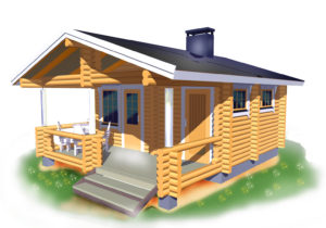 Saunamökki 20 -mallin hirsisauna 3D-mallinnettuna