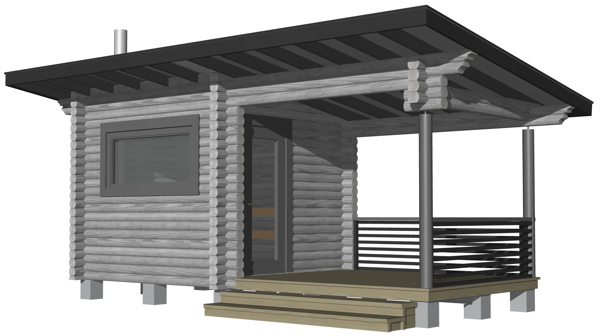 Pihasauna terassilla 3D